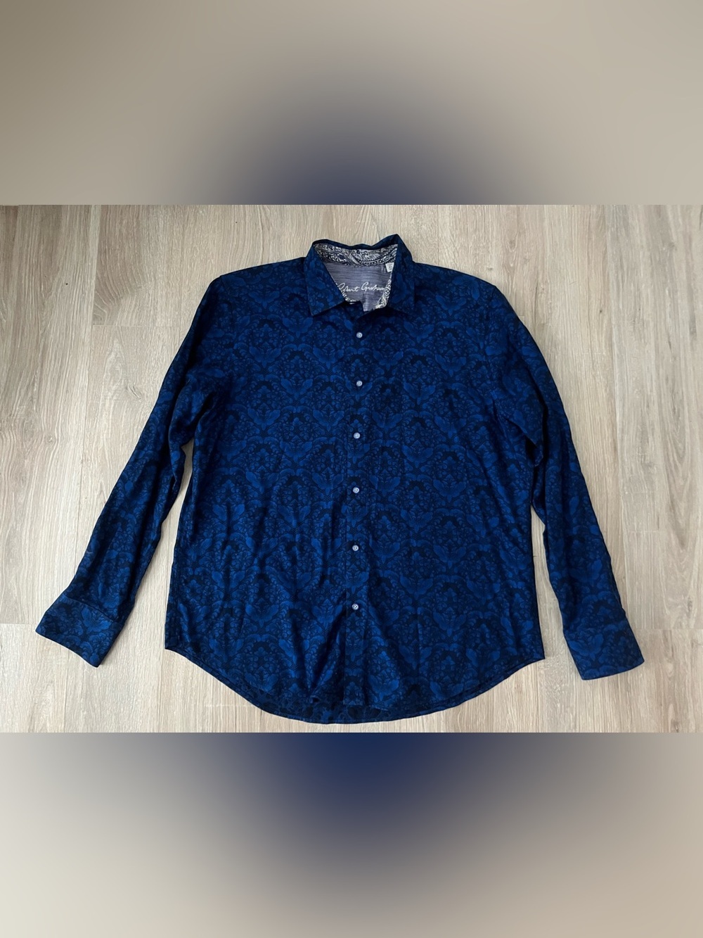 Robert Graham Men’s Highland Long Sleeve Button Down Shirt Classic Fit Navy - XL